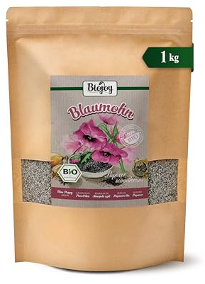Biojoy BIO-Blaumohn Samen (1 kg), ganze Mohnsamen zum Backen