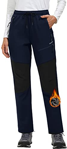 MOCOLY Damen Wanderhose Winter Outdoorhose Skihose Schneehose Thermohose | Fleece Gefütterte Thermo Trekkinghose Langlaufhose Jagdhose Arbeitshose Warm Softshell Outdoor Hose für Wander Ski Schnee