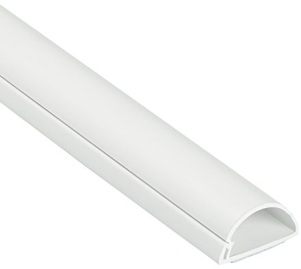 D-Line 30x15mm Kabelkanal, 1m Packung, halbrundes Profil, Selbstklebende Kabelabdeckung, überstreichbar, Kabelmanagement – 1x 30mm (B) x 15mm (H) x 1 Meter Länge – Weiß