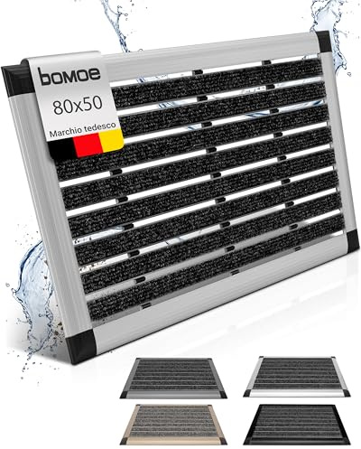 bomoe Fussabtreter Aussenbereich Alu Fußmatte 50x80 cm rutschfest Rostfrei AluGant Haustür Fußabtreter Außen Schuhabstreifer– Eingangsmatte Alu-Fußmatten Fußabstreifer Aussen Schuhabtreter Außen