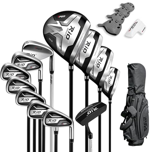 PGM Komplettes Golfschläger-Set für Herren, 12-teilig, 3 Holz (#1,3,5), 1 Hybrid (#4H), 6 Eisen (#5,6,7,8,9,PW), 1 Sandkeil (52°), 1 Putter