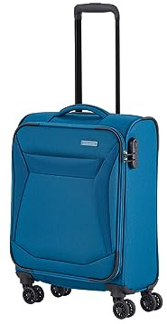 travelite Handgepäck Koffer CHIOS Größe S, 55x39x20 cm, 2,4 kg, leicht | kleiner Weichschalenkoffer, Bordtrolley für Lufthansa, SWISS, Condor & Ryanair, 4 Doppelrollen, Zahlenschloss, Trolley klein