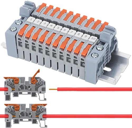 10 Stück Reihenklemmen Hutschiene 0,5-2,5mm² Lüsterklemmen Steckbar Klemmen | Elektro Klemmleiste Hutschiene Schnellen Verdrahten,Durchgangsklemme für Präzise Leitende Elektrische Verbindungsklemmen