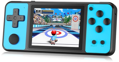 Aojiao 32 Bit Handheld Spielkonsolen für Kinder Eingebaute 139 Retro-Videospiele, 3,0 IPS-Bildschirm Wiederaufladbares tragbares Spielsystem, Reisespielzeug für Jungen Mädchen 4-13 (Blau)