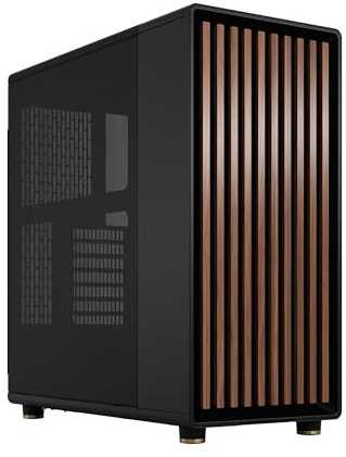 Fractal Design North Charcoal Black - Front aus Walnussholz – Seitenteile aus Mesh – Zwei 140-mm-Aspect-PWM-Lüfter enthalten – Intuitives Innenraum-Layout – ATX Mid-Tower PC-Gehäuse für Gaming
