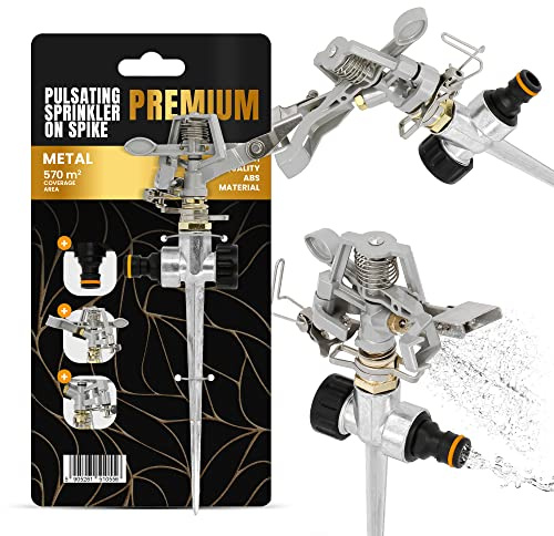 Garten Regner Auto-Gartensprinkler Flächenregner Impulsregner Metall Schmetterlingsregner zur Bewässerung Rotierender auf Spike Einfache Schnellverbindung Garten Rasen Sprinkler 360-Grad Rasensprenger