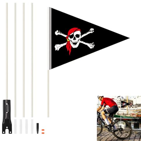 Pirate Fahrradwimpel Sicherheitswimpel Jungen Wimpelstange Kinder 150cm Fahrradfahne Fahrrad Wimpel Kinderfahrradfahne für Kinderfahrrad
