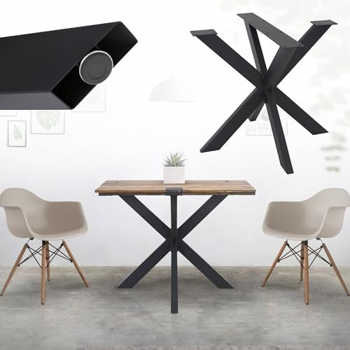 ML-Design Tischgestell Spider 85x71x85 cm, Schwarz, Kreuzgestell Kreuz X-Design Tischfüße Möbelfüße, Schwerlast Tischkufen Stahl, Metall Tischbeine, DIY Esstisch, Industriedesign, einfache Montage