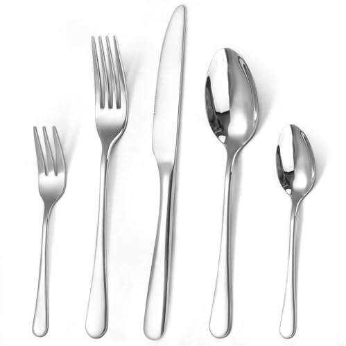 Targzier Besteck Set für 12 Personen, 60 teilig Bestecksets, Essbesteck Set inkl. Messer, Gabel, Löffel, Besteck Edelstahl Spiegelpoliert, Spülmaschinenfest