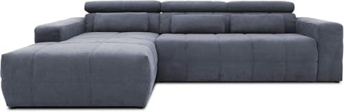 DOMO. collection Ecksofa Brandon, Sofa mit Rückenfunktion in L-Form, Polsterecke, Eckgarnitur Longchair links 285 x 175 x 98 cm (BxTxH), dunkelgrau