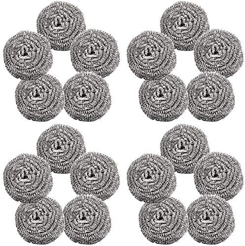 LATRAT 30 Stück Topfreiniger Edelstahl Stahlschwämme, Topfreiniger Scheuerspirale Topfkratzer mit Griff für Geschirr Spülschwamm Set Reinigungsschwamm