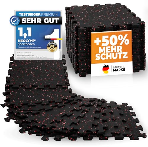 NEOLYMP Bodenschutzmatte Fitness aus Kautschuk – Puzzlematte für Home Gym, Fitnessgeräte & Sport – rutschfeste Gymnastik- & Sportmatte - 8 Stück