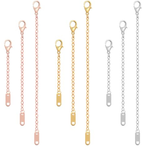 9 Stück Kettenverlängerung Gold,Mabor Verlängerungskette Kettenverlängerung Edelstahl Armband Verlängerungskette Silber Halskettenverlängerung Für DIY Schmuckherstellung(15cm 10cm 5,3cm)