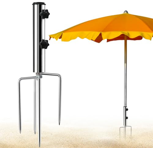 Taufe Sonnenschirmständer mit Rasendorn,Schirmständer mit 4 Heringen,schirmständer Sonnenschirm Erdspieß,Abnehmbar Einstellbar Robuster Bodenanker,Erdspieß Sonnenschirm im Freien,für Strand Gras Sand