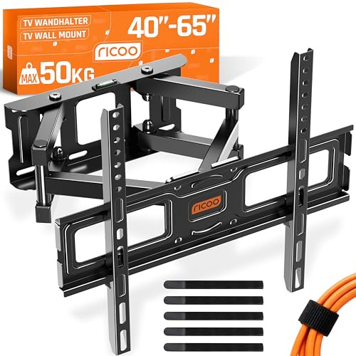 RICOO S5244 TV Wandhalterung Schwenkbar für 40-65 Zoll Fernseher TV Halterung bis 50 kg VESA 200x200 bis VESA 400x400 Wandhalterung Fernseher Halterung Neigbare Fernsehhalterung Wand Schwenkbar
