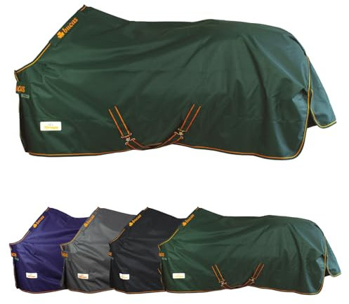 Marengos by Bucas - Winterdecke 1200D Irish Turnout | atmungsaktive & wasserdichte Outdoordecke mit Innenfutter & Kreuzbegurtung | Grün/Orange in Größe 155cm (200g/m² Füllung)