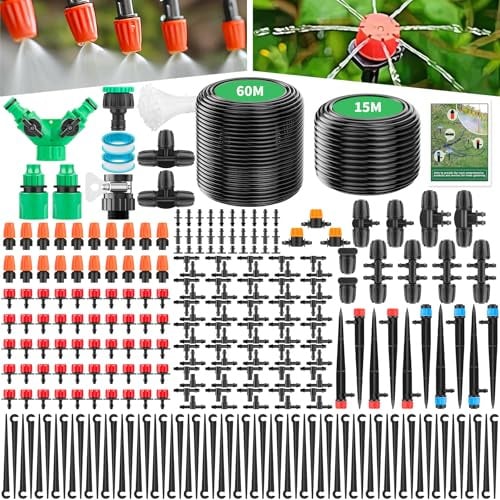 Forever Speed BewässerungsSystem 315PCS Garten Bewässerung Kit, 60M+15M Bewässerungsrohre, Tröpfchenbewässerung Sprühbewässerung Kühlsystem für Landschaft, Gewächshaus, Terrasse