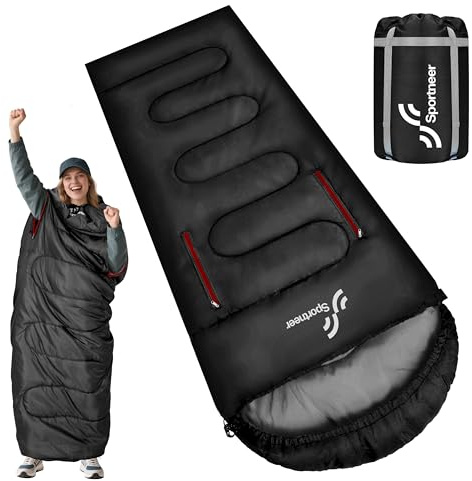 Sportneer Schlafsack Outdoor - Deckenschlafsack 3-4 Jahreszeiten Erwachsene Warm Schlafsack für Camping, Reisen und Outdoor-Aktivitäten
