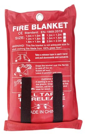 ISOP Löschdecke Notfall 180 * 200 cm für Küche, Unterdrückung Flammhemmende Sicherheitsdecke für Zuhause, Schule, Kamin, Grill, Auto, Büro, Lager - Rettungsdecke - Notfalldecke