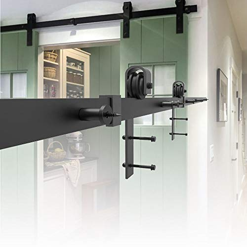 HENGMEI 366cm Schiebetürbeschlag Set Schiebetürsystem Beschlagset | Laufschiene für Schiebetüren, Wandschränke, Zu Hause, Küche, Schwarz