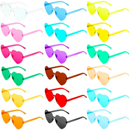 18 Stück Herz Sonnenbrille,Herz Party Brille,Magische Farben Party Brille,Hippie Herzförmige Sonnenbrillen,Lustige Partybrillen für Geburtstagsfeiern,Karneval,Geeignet für Kinder und Erwachsene