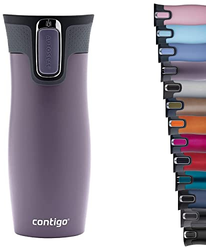 Contigo Unisex-Adult West Loop Autoseal Thermobecher, Edelstahl Isolierbecher, Kaffeebecher To Go, BPA frei, auslaufsicherer Reisebecher mit Easy-Clean-Deckel, hält bis zu 5h warm, 470 ml, Dark Plum
