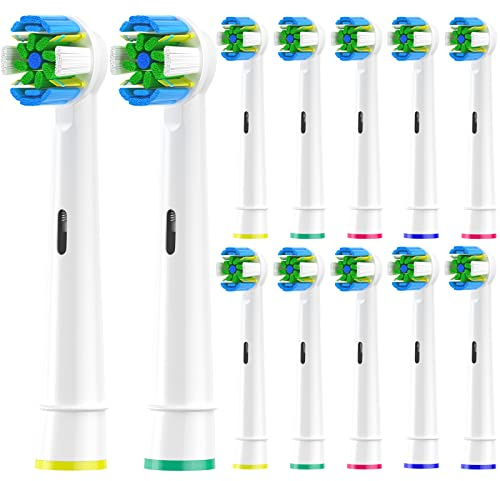WENS Aufsteckbürsten Kompatibel mit Oral b Braun Elektrische Zahnbürste, Zahnbürstenköpfe Geeignet für Oral-B Pro1000/2000/3000/5000/Vitality und mehre, Floss Weiß12er