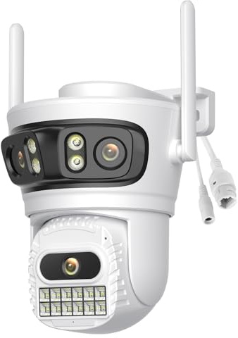 ANBIUX 3-in-1 Überwachungskamera Aussen - 2.4/5GHz WiFi Kamera Outdoor mit 360° Sicht, Farb-Nachtsicht, Smart Tracking, Zwei-Wege-Audio, IP66, TF/Cloud Kompatibel