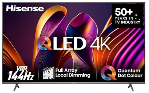 Hisense 65E7NQ Pro 164 cm (65 Zoll) Fernseher, 4K UHD, QLED, Smart TV, Total HDR, Dolby Vision IQ Atmos, 144Hz (VRR), HDMI 2.1, Game Mode PRO, Triple Tuner, Alexa Built-In, Dunkelgrau, [2024]
