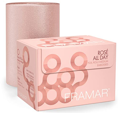 FRAMAR Roségold Strähnenfolie Für Friseur - Alufolie Friseur, Alufolie Für Strähnen Set, Haarfolie, Strähnchenfolie, Friseur Folie Strähnen, Strähnchen Folie, Folienrollen, Strähnenpapier – 97,5 Meter
