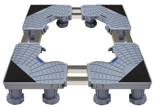 Waschmaschinen Untergestell 2 Barrel mit 12 Füßen Verstellbare Rostfreier Waschmaschine Untergestell 45-68cm für Kühlschrank, Waschmaschine, Rockner, Gefrierschrank (Grau)