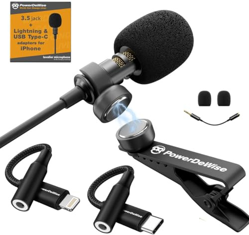Professionelles Lavalier Mikrofon Omnidirektionales Ansteckmikrofon mit Klammersystem Perfekt für die Aufnahme von Youtube / Interview / Videokonferenz / Podcast / Sprachdiktat / iPhone/ASMR