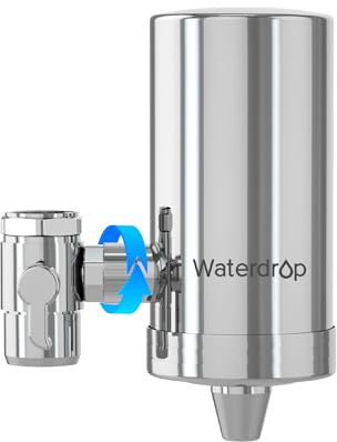 Waterdrop WD-FC-06 Wasserfilter Wasserhahn aus Rostfreiem Stahl, Kohleblock Wasserfiltersystem, Leitungswasserfilter, Entfernt Chlor, Schwermetalle und Schlechten Geschmack (1 Filter Enthalten)