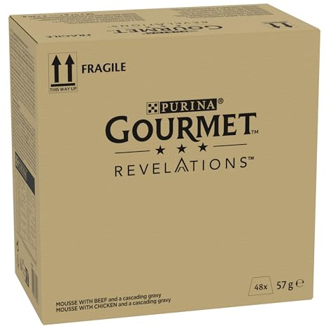 Gourmet Revelations Mousse, Katzenfutter nass, Huhn & Rind, 48er Pack (48 x 57g)