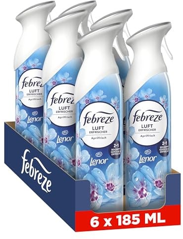 Febreze Lufterfrischer Spray Aprilfrisch, 6 × 185 ml, 2-in-1 Geruchsbekämpfung & Lang Anhaltende Frische für Die Wohnung