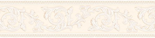 A.S. Création Bordüre - Papierbordüre in erhabener Barockoptik in Beige und Creme - auf 5,00 m x 0,13 m je Rolle