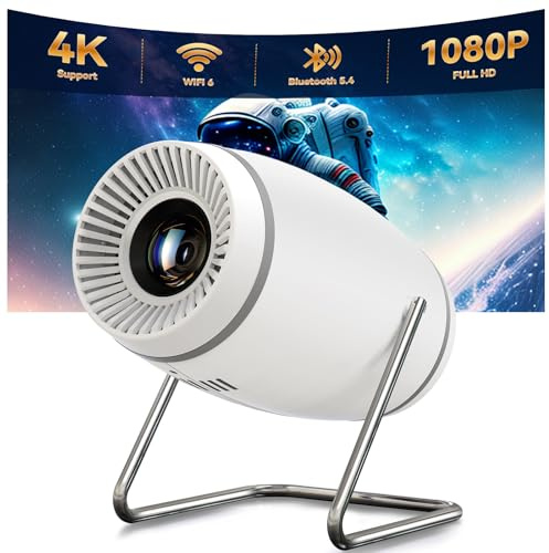Doingdo Mini Projektor 4K Mini Beamer WiFi 6 und Bluetooth 5.4, Tragbarer Video Projektor, 130 Zoll Home Cinema Smart Projektor Kompatibel mit HDMI/TV Stick/USB / PS5 (Integrierte App)