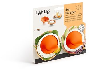 Lékué Eier-Pochierer, Edelstahl, orange, 9,3 x 11 x 7,5 cm, 2 Stück