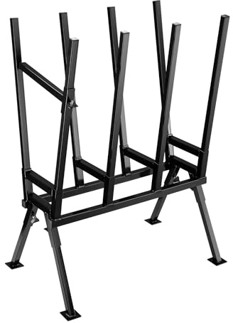 Wiltec Sägebock verzinkt klappbar, 715 x 530 x 1040 mm, mit 4 Haltern und Haltebügel, Holzschneidebock als Sägehilfe, bis 400 kg