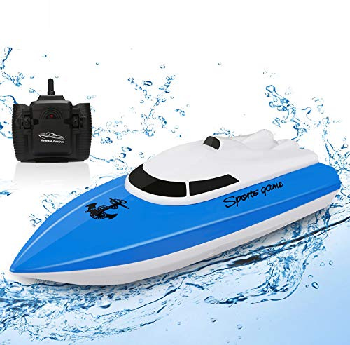 Ferngesteuertes Boot für Kinder,100+ Minuten Spielzeit RC Boot, 2,4 GHz Hochgeschwindigkeits-Mini-RC-Rennboote für See/Pool/Teich mit 1800-mAh-Akku,Wasserspielzeug-Geschenk für Jungen und Mädchen,Blau