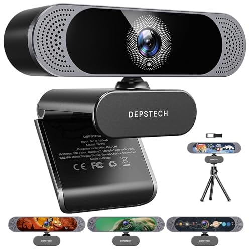 DEPSTECH 4K Webcam, DW49 HD 8MP, ausgestattet mit Sony-Sensor, Autofokus-Webcam mit Mikrofon, Sichtschutzabdeckung, Plug-Play-USB-Computer-Webkamera für Streaming/Online-Unterricht/Videoanrufe/Zoom