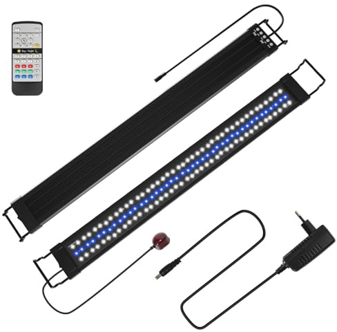 Peviasot Aquarium LED Beleuchtung, 10 Helligkeitsstufen, 30 W 24/7-Beleuchtungsmodus, Aquarium-Lichtleiste mit Einstellbarer Timer, Geeignet für Süßwasseraquarien von 90-120 cm, Wasserdicht