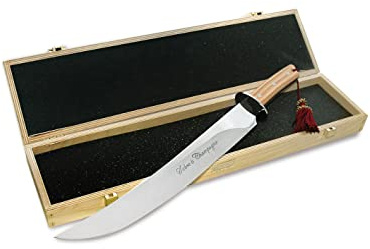 Coltellerie Maserin Champagnersäbel aus Edelstahl mit Griff aus Olivenholz und Schublade aus Holz