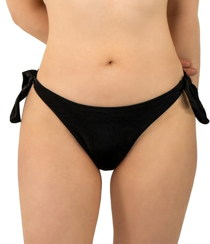 MYLILY Tanga Bikinihose zum Binden Schwarz | Bikini Damen Tanga | Bikini Bottom | Bikini Brazilian Style | Bikinihose Schwarz | Bikini Thong | Bikini Unterteil Damen | Öko Tex Zertifiziert