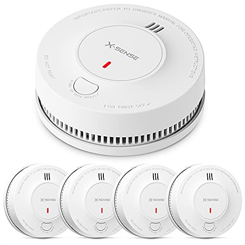 X-Sense Verbesserter Rauchmelder 10 Jahre Batterie, Feuermelder mit fotoelektrischem Sensor, EN14604 geprüfte Brandmelder, SD2J0AX, 5er Set