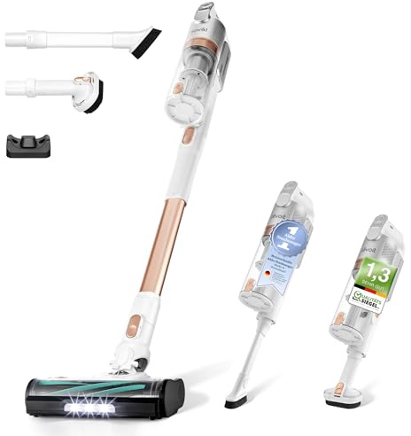 Levoit - Akku Staubsauger - Laufzeit für 75㎡ - Staubsauger Kabellos - 4-in-1 Vacuum Cleaner - 99,9 Prozent Filterleistung - Anti Tangle -Für Tierhaare/Teppiche/Hartböden/Auto - LVAC-200 Gold