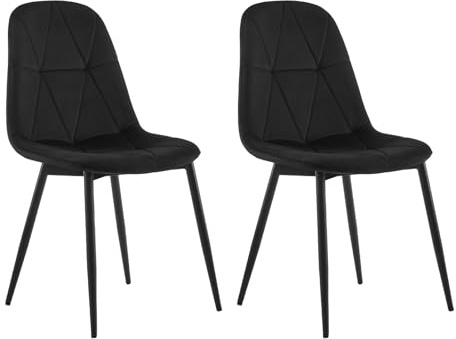 Lestarain Esszimmerstühle 2er Set Samt Schwarz | Ergonomisch Metallbeine Rückenlehne Gepolstert Für Küche