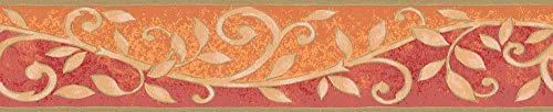 A.S. Création Bordüre - Papierbordüre mit wundervollen Blumen in Orange, Rot und Beige - auf 5,00 m x 0,13 m je Rolle