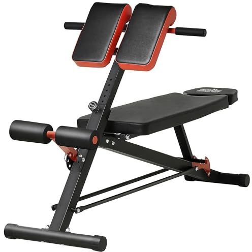 HOMCOM Hantelbank Fitnessbank Schrägbank Multifunktion Bauchtrainer Verstellbar Stahl Schwarz 64 x 146 x 73,5-85 cm