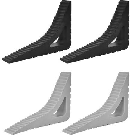 Luxvara 4 Stück Fensterstopper, Türkeil, Türstopper Boden, Gummi Türstopper Rutschfest, Keile Rutschfest Kratzfrei, Klinke Türklinkenpuffer für Badezimmer Küche Kinderzimmer, Grau und Schwarz